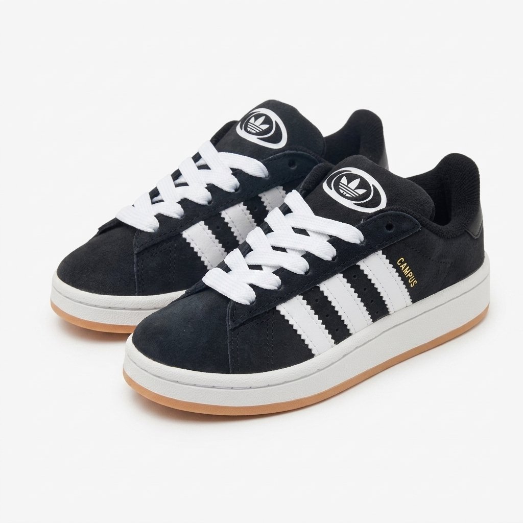 adidas campus 00s front view vorax Vista lateral do Adidas Campus 00s com as icónicas três riscas Adidas Originals e acabamento premium.