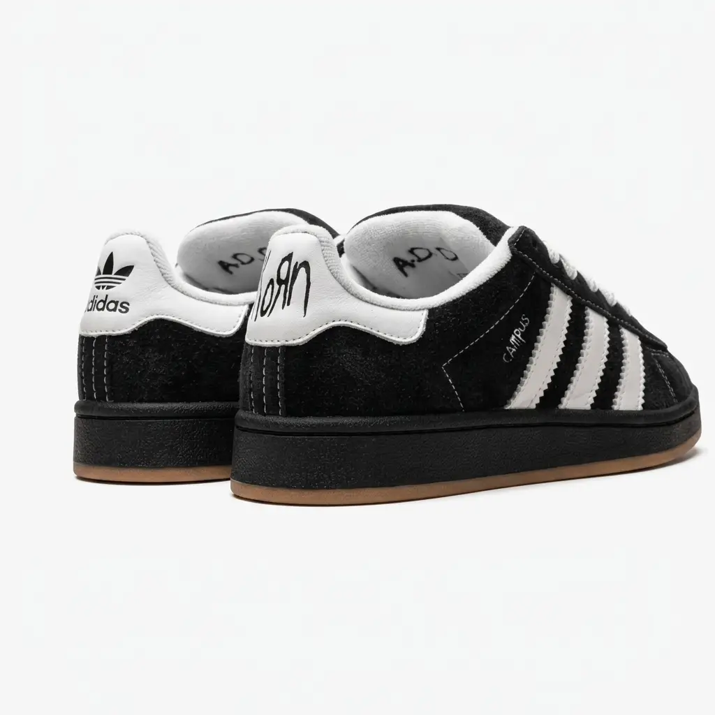 Estilo autêntico, materiais premium e conforto para o dia a dia. Adidas Campus Korn original com camurça de alta qualidade e detalhes exclusivos da colaboração Korn.
