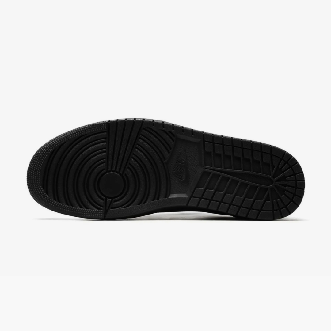 air jordan 1 low travis scott black phantom sola Sola do Air Jordan 1 Low Travis Scott Black Phantom em borracha preta all-black