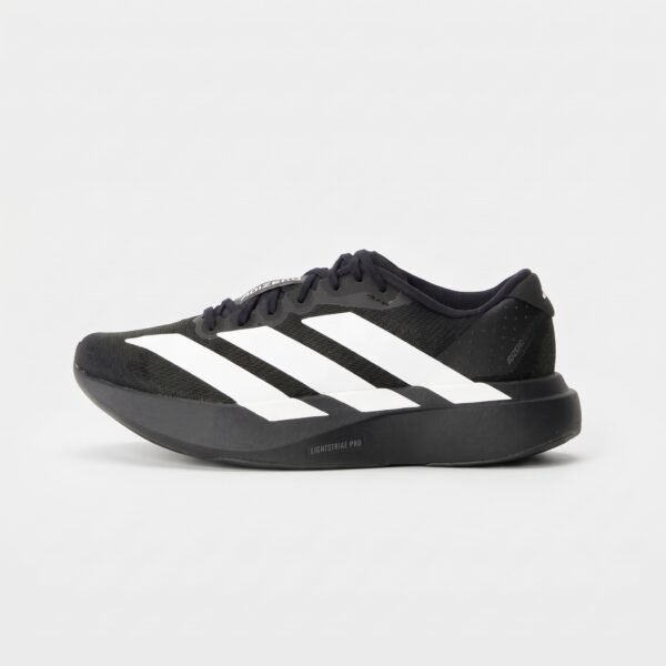 Adidas Adizero Evo SL Black vista lateral exterior para corrida.