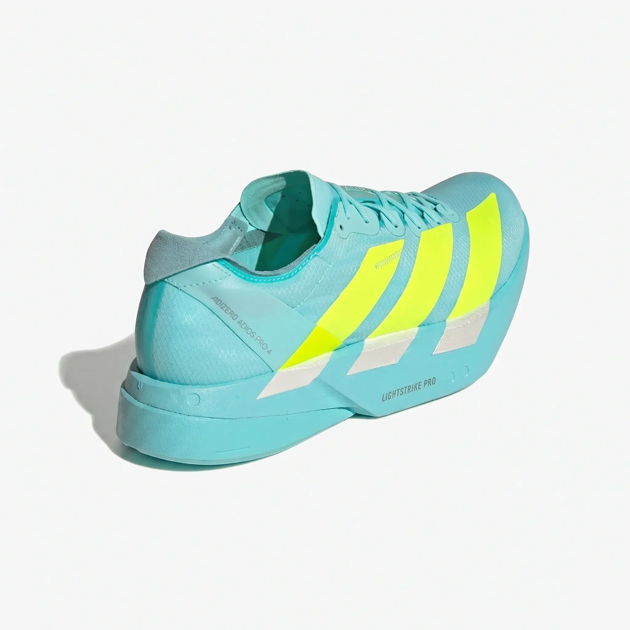 Adidas Adizero Adios Pro 4 Flash Aqua Lucid Lemon Mint Ton – Vista Traseira Adidas Adizero Adios Pro 4 Flash Aqua Lucid Lemon Mint Ton vista traseira.