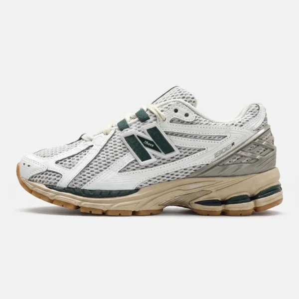 New Balance 1906R White Green Cream vista lateral exterior.