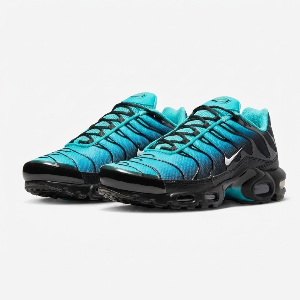 Tecnologia Tuned Air para máximo conforto em cada passo. Vista lateral do Nike Air Max Plus TN Light Retro com unidades Nike Air visíveis e sola de borracha resistente.