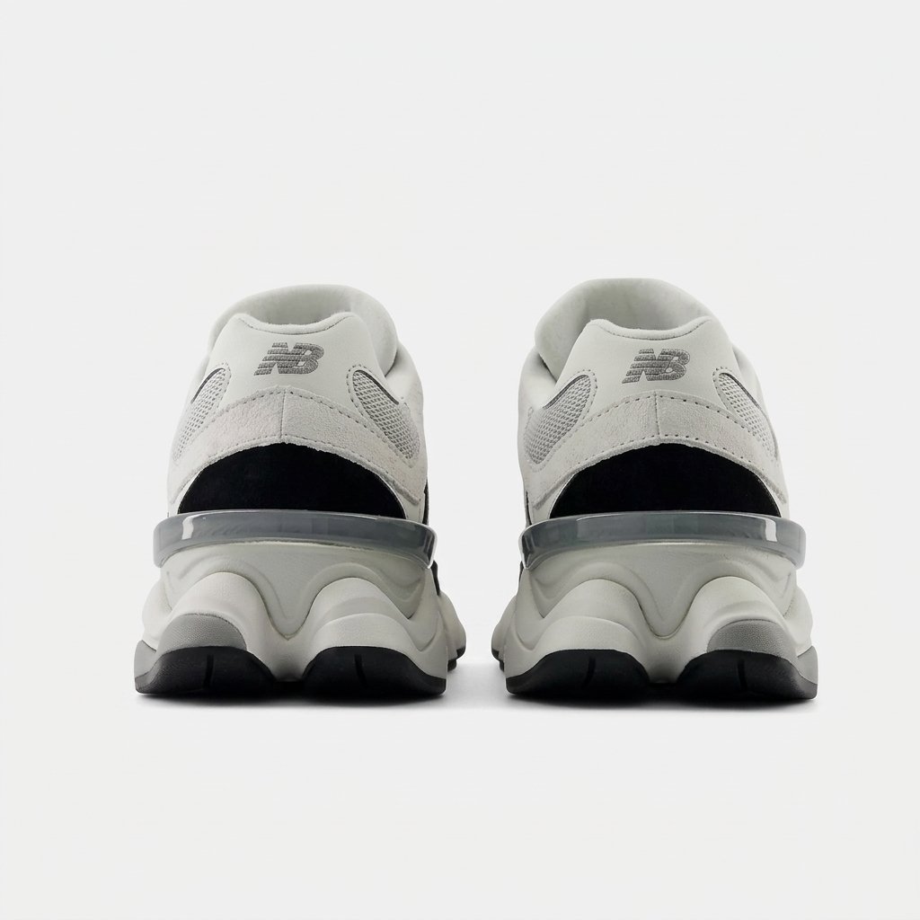 New Balance 9060 Jet Black White original com design Y2K, materiais premium e excelente aderência. New Balance 9060 Jet Black White original com design Y2K, materiais premium e excelente aderência.