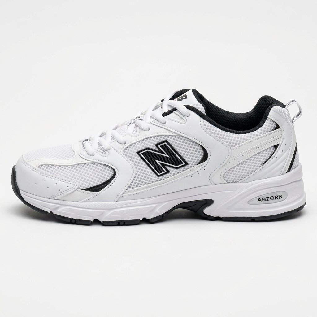 New Balance 530 White Black – O clássico que combina com qualquer look. New Balance 530 White Black com tecnologia ABZORB®, mesh respirável e acabamento branco e preto.