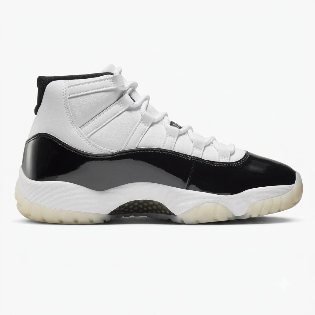 O equilíbrio perfeito entre elegância e desempenho. Sneakers Air Jordan 11 Gratitude White Black em couro premium