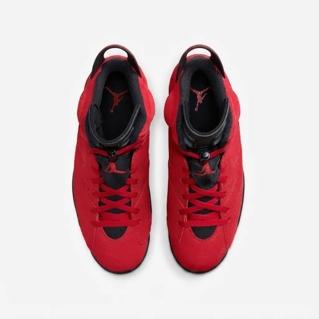 air jordan 6 toro bravo vista de cima vorax Air Jordan 6 Toro Bravo vermelho e preto