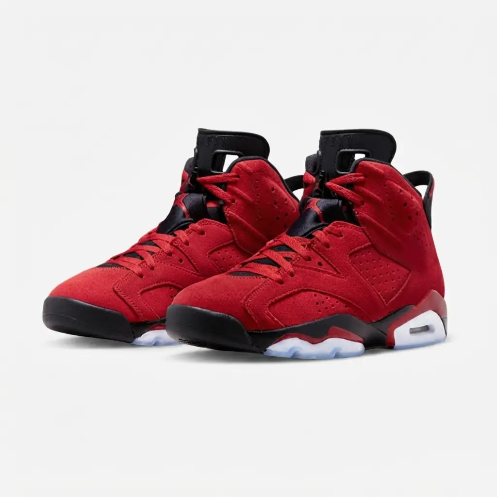 air jordan 6 toro bravo vista frontal vorax Air Jordan 6 Toro Bravo vermelho e preto