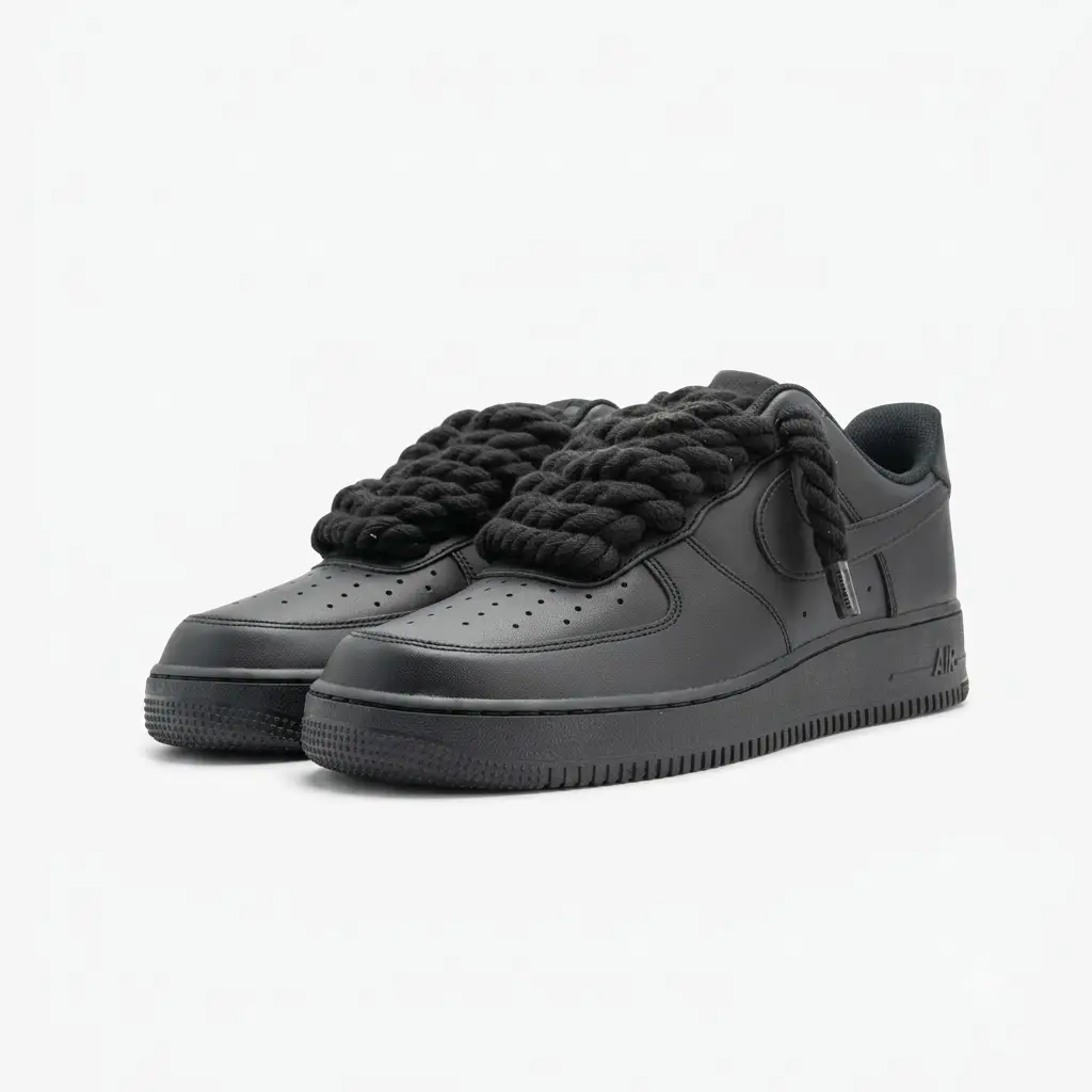 nike air force 1 black black rope vorax Nike Air Force 1 Black Black Rope