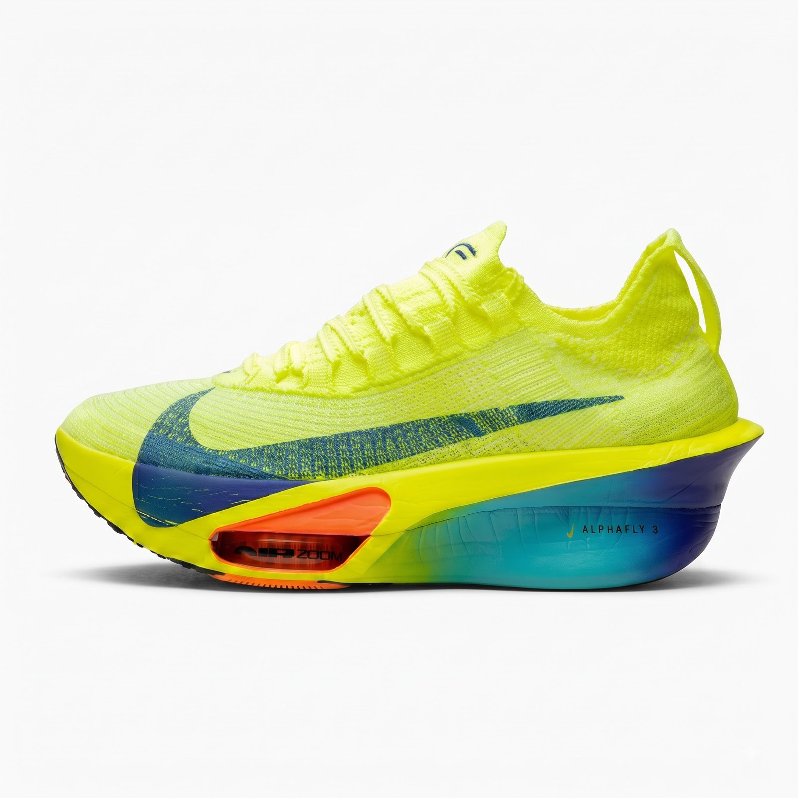 Nike Air Zoom Alphafly 3 – Vista Lateral Exterior Nike Air Zoom Alphafly 3 vista lateral exterior.