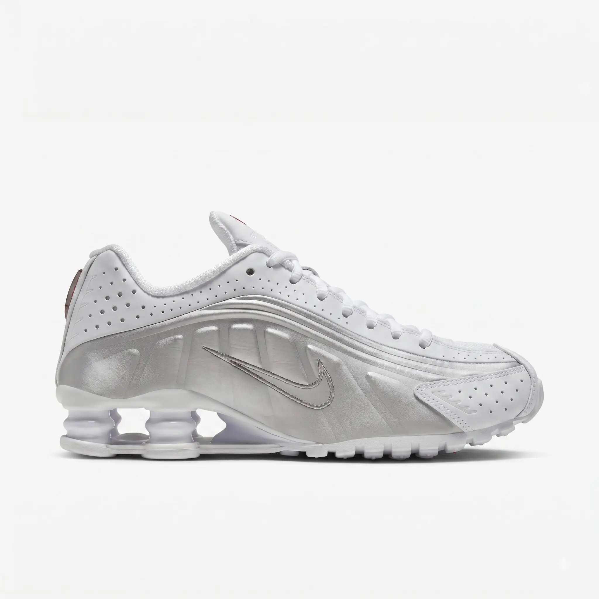 nike shox r4 white metallic silver (1) Nike Shox R4 White Metallic Silver — design icónico e tecnologia Shox.