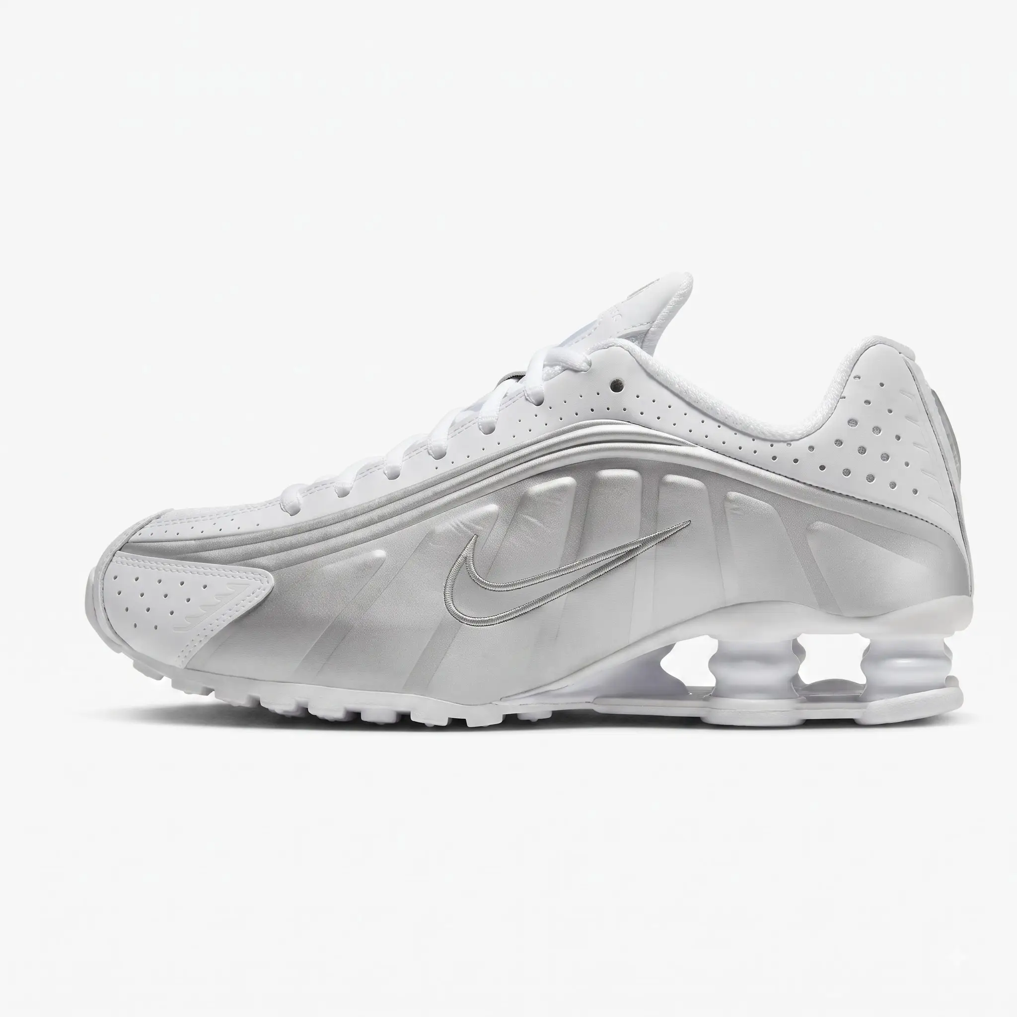 nike shox r4 white metallic silver Nike Shox R4 White Metallic Silver — design icónico e tecnologia Shox.