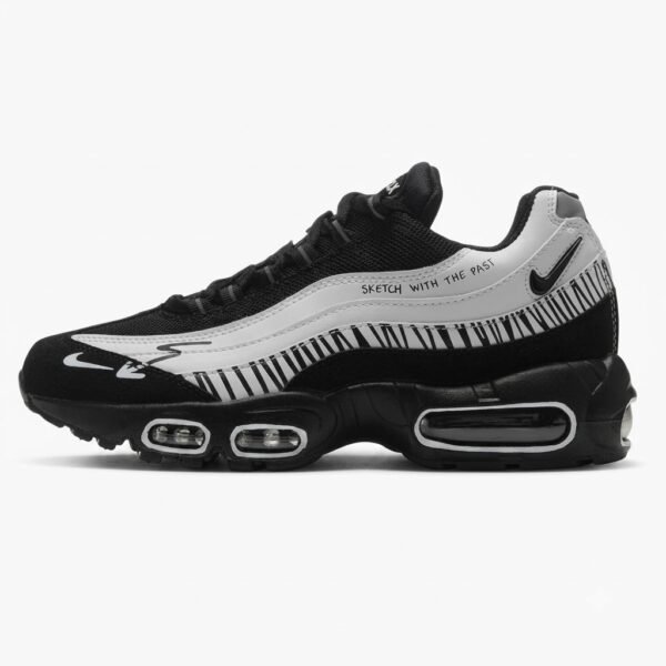 Nike Air Max 95 Sketch preto e branco vista frontal