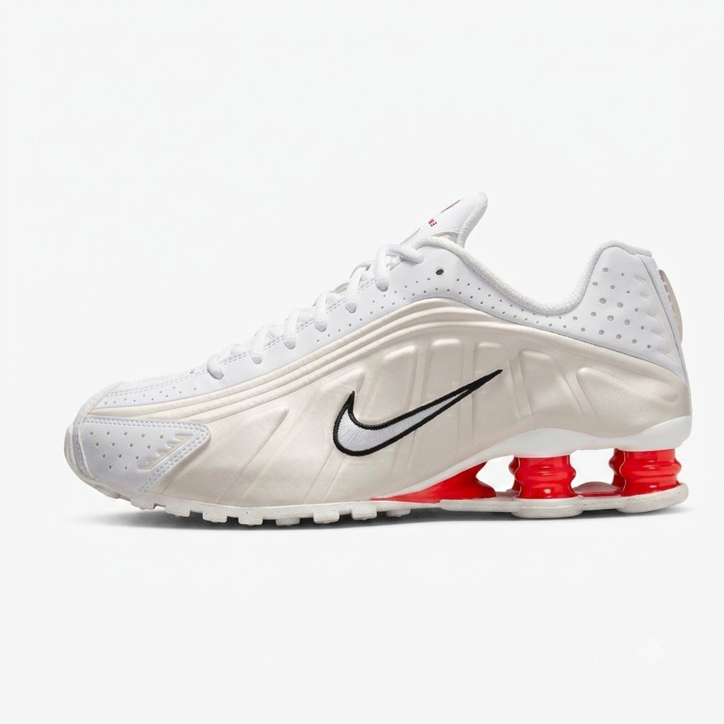 Nike Shox R4 White Red Black – Um clássico com atitude. Nike Shox R4 White Red Black com amortecimento Shox