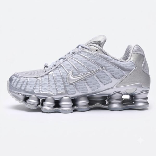 Nike Shox TL White Metallic Silver vista lateral para homem
