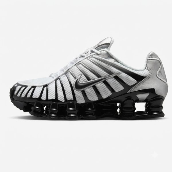 Nike Shox TL White Black Metallic Silver vista lateral para homem