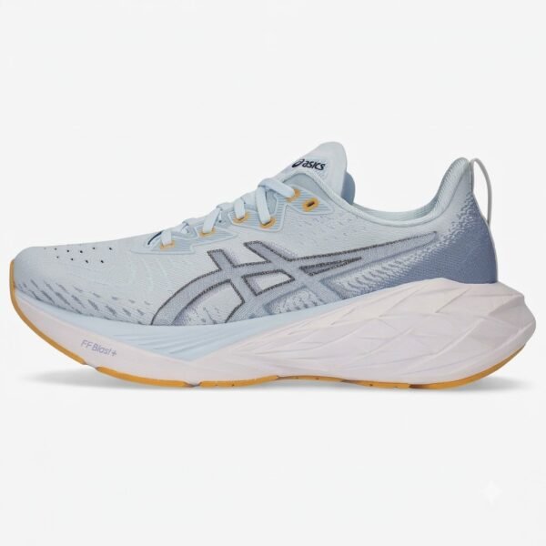 ASICS Novablast 4 Blue Light vista lateral exterior.