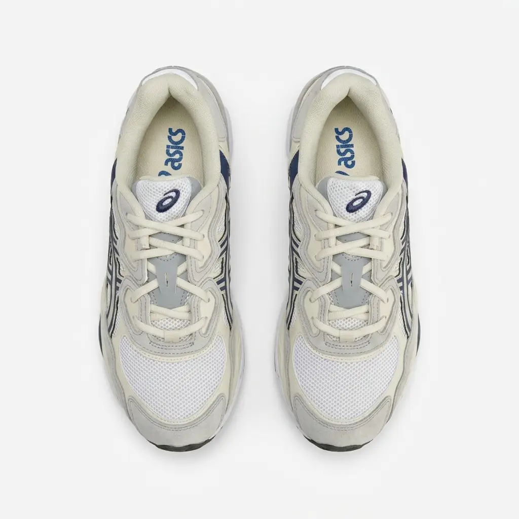 ASICS Gel-NYC White Midnight Lateral asics gel nyc white midnight vista de cima
