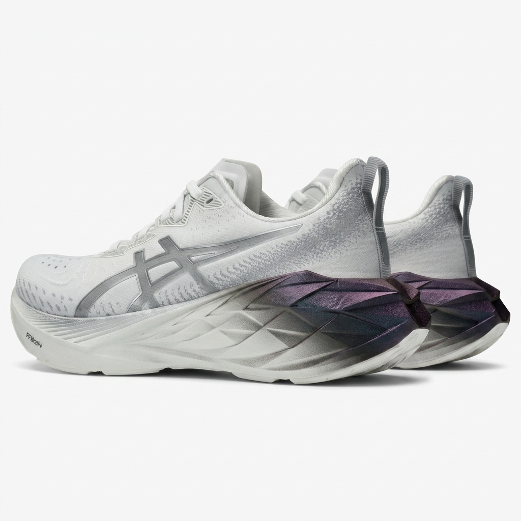 asics novablast 4 — sola exterior Detalhe do calcanhar do ASICS Novablast 4 com estabilizador integrado