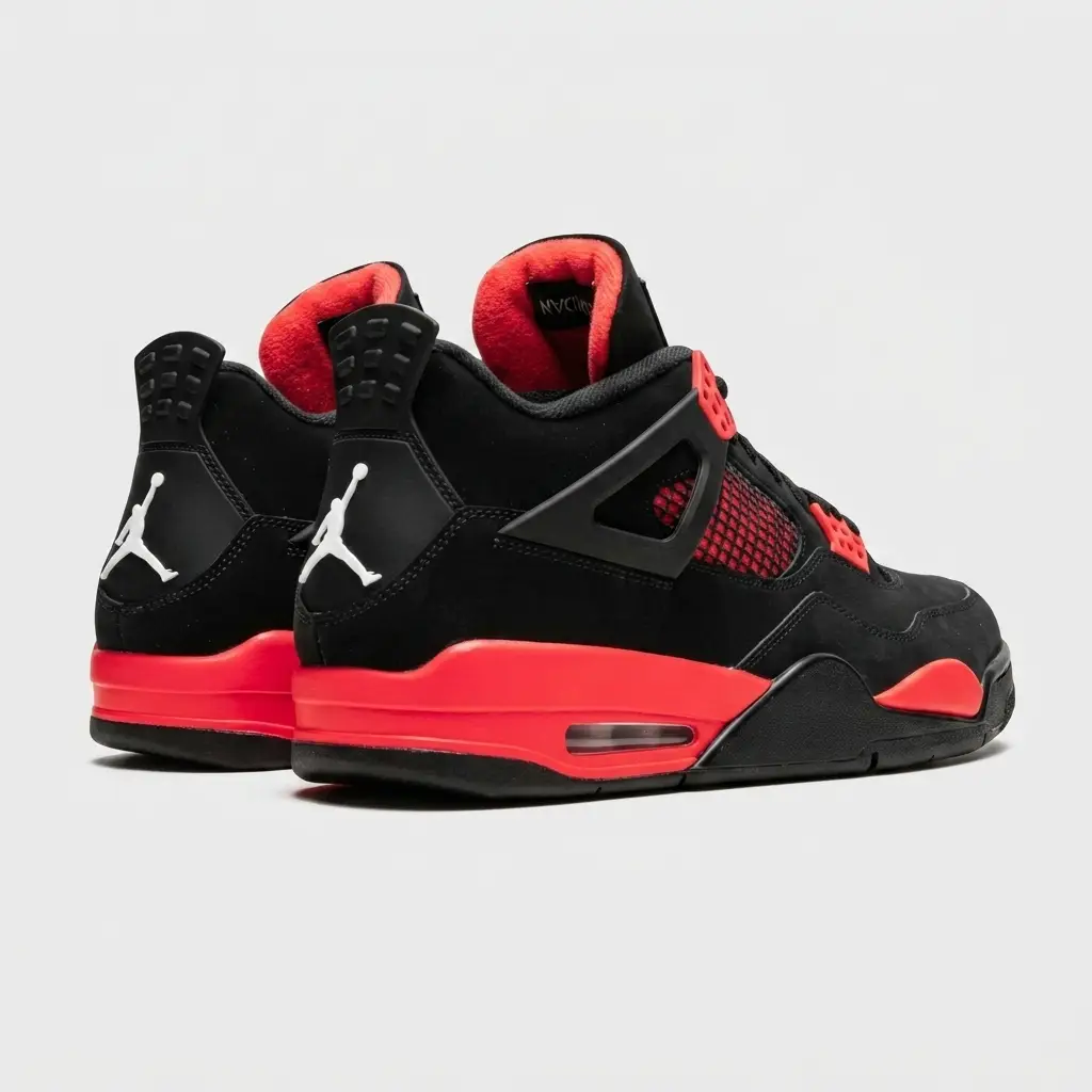 Air Jordan 4 Retro Red Thunder — contraste marcante entre preto e vermelho. air jordan 4 retro red thunder back view