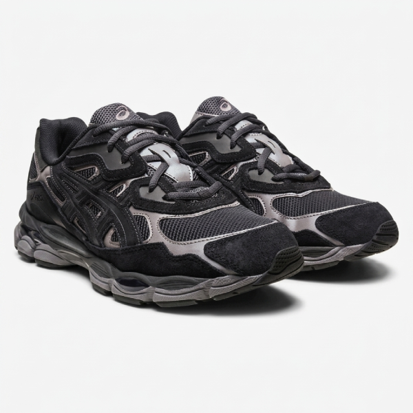 asics gel nyc graphite grey black vista frontal ASICS GEL-NYC Graphite Grey Black vista lateral