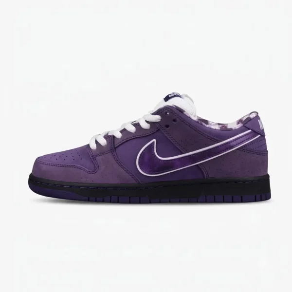 Nike SB Dunk Low Purple Lobster em tons de roxo vista de perfil