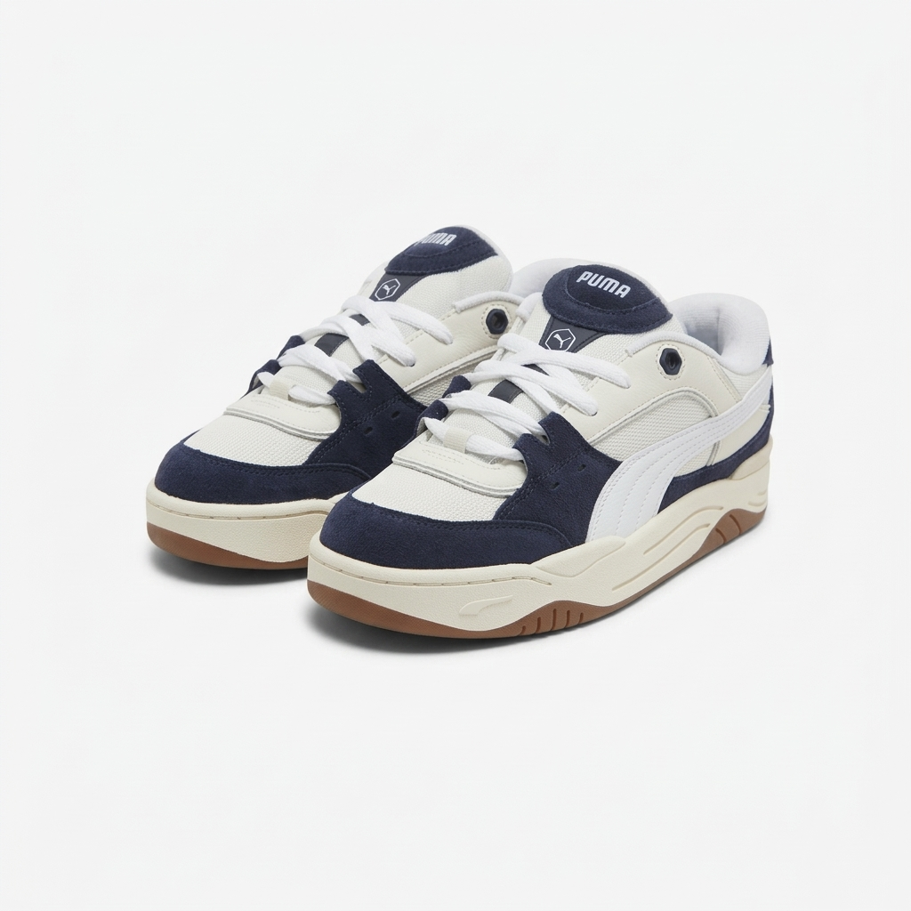 puma 180 vapor gray navy blazer gum vista superior PUMA 180 Vapor Gray Navy Blazer Gum detalhe