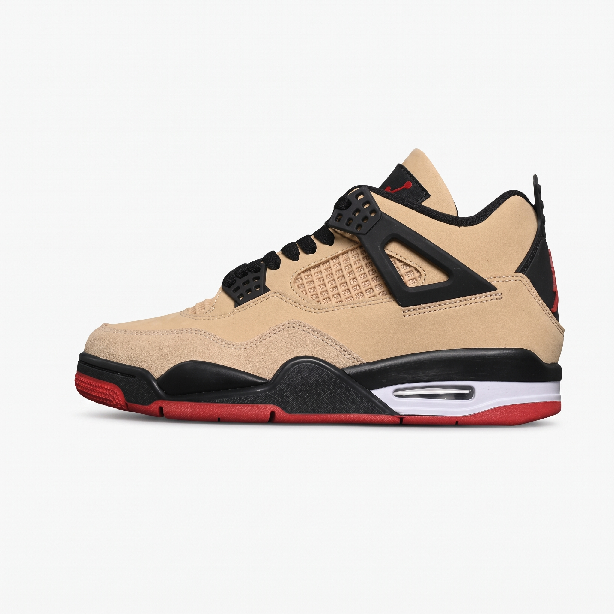 Air Jordan 4 Mushroom - Perfil Lateral Air Jordan 4 Retro Mushroom vista lateral bege preto vermelho
